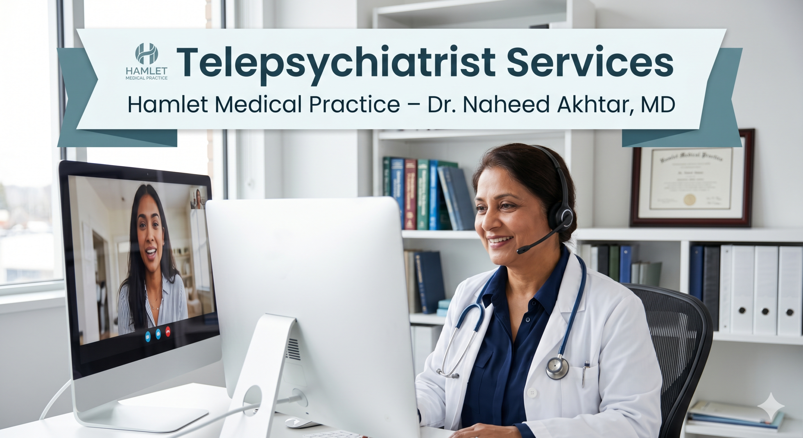 i need blog iamge for Telepsychiatrist Services | Hamlet Medical Practice – Dr. Naheed Akhtar, MD